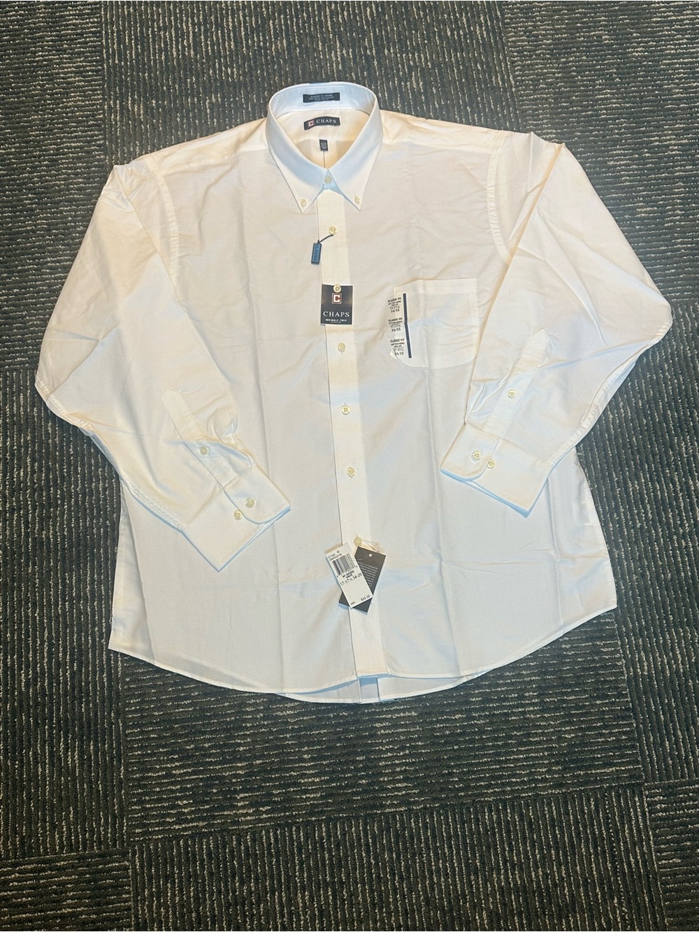 Chaps Men's White Oxford Long-Sleeve Button-Down Dress Shirt NWT $45